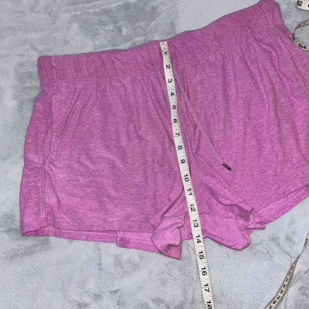 Pink Heathered Knit Lounge Shorts Drawstring NO SIZE TAG Waist Pockets Relaxed - Picture 3 of 5